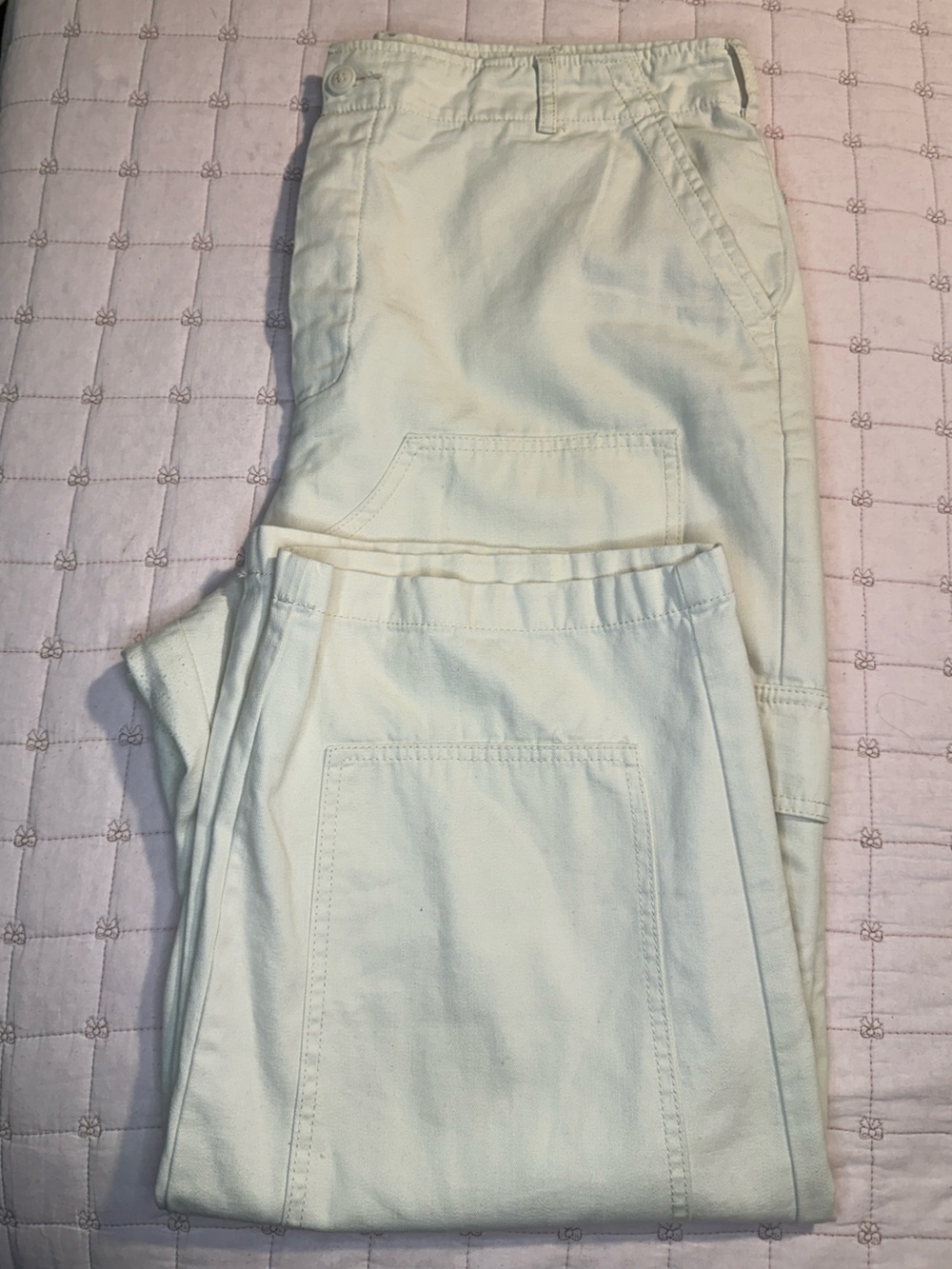 Universal Thread Straight Leg Utility Pants in Ivory Cream